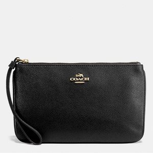 Coach Large Wristlet - Black/Gold